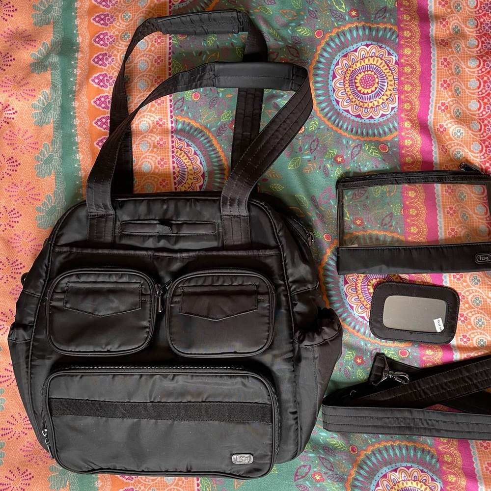 NEW Lug Puddle Jumper Convertible Tote Overnight / Gym Bag Infinity Series Black